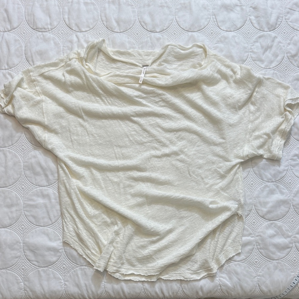 Free People Cream Short Sleeve Tee
